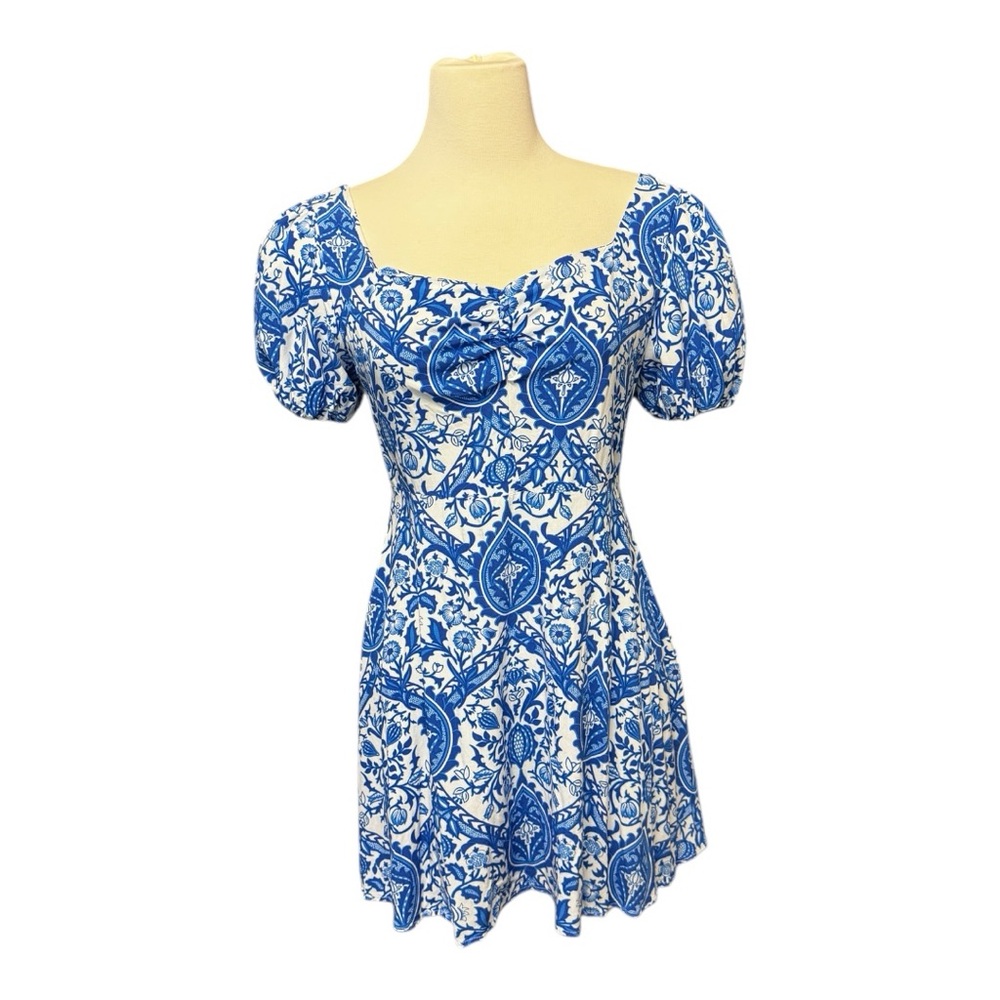 Blue and White Floral Women's Dress